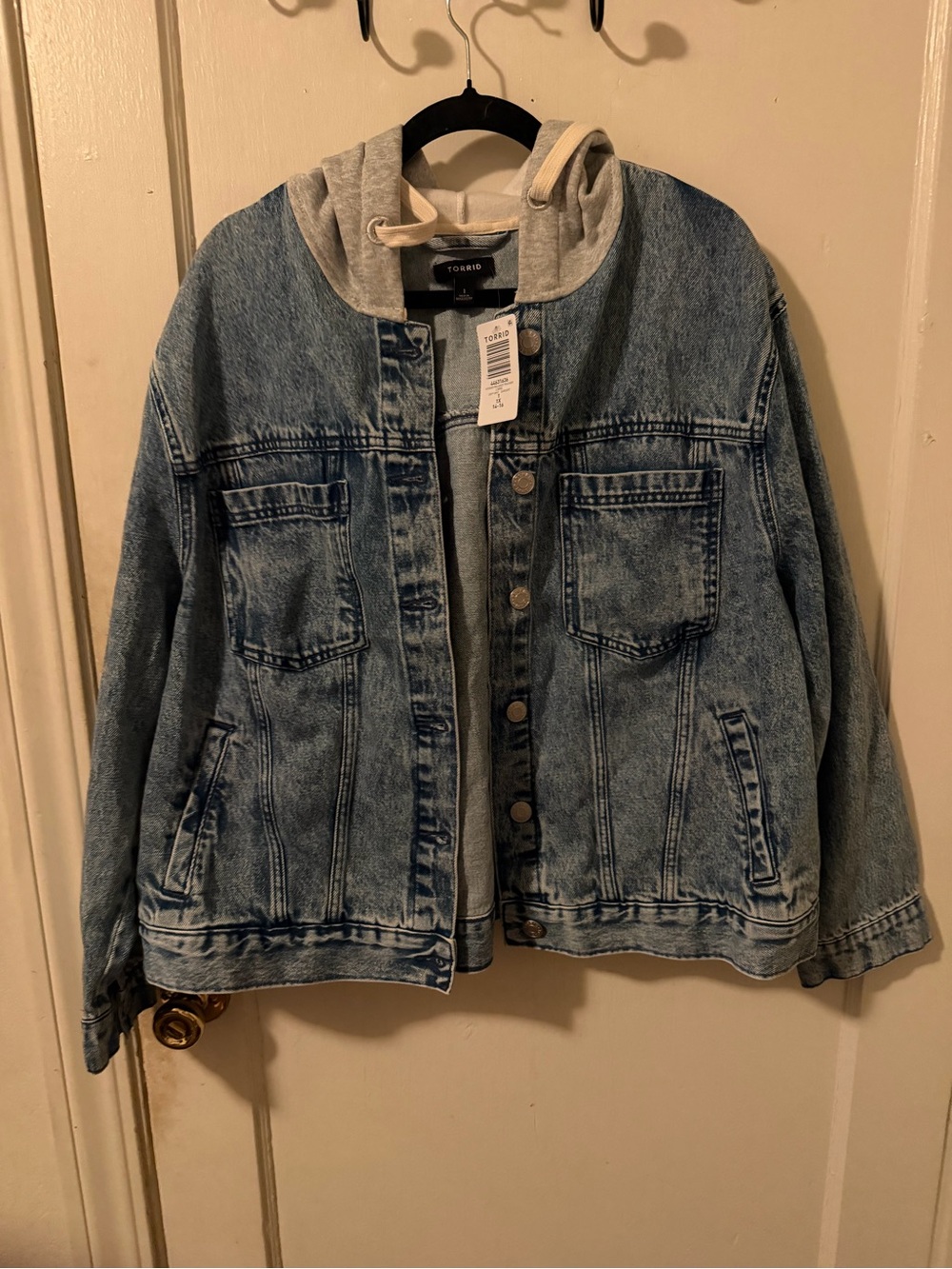 torrid Blue Denim Jacket with Gray Hooded Liner